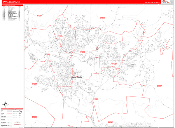 Santa Clarita Zip Code Wall Map
